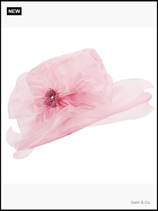 Organza Wide Brim Fascinator Hat - Derby Cocktail Wedding Church Tea Party